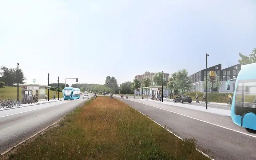 Visualisering af kommende kryds med busprioritering for linje 150S som kører fra Kokkedal Station til Nørreport Station